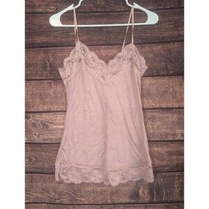 Vintage Weavers Y2K Crinkle Cami Tank Top Lace Trim Petal pink fairy Jrs Small